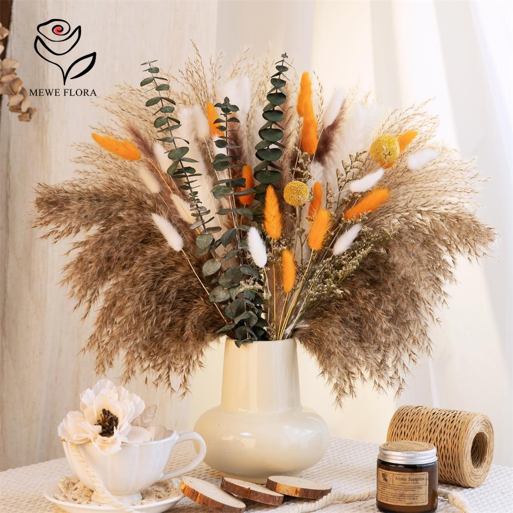 65Pcs Orange Pampas Grass Bouq - Flower Supplies のレビューと価格
