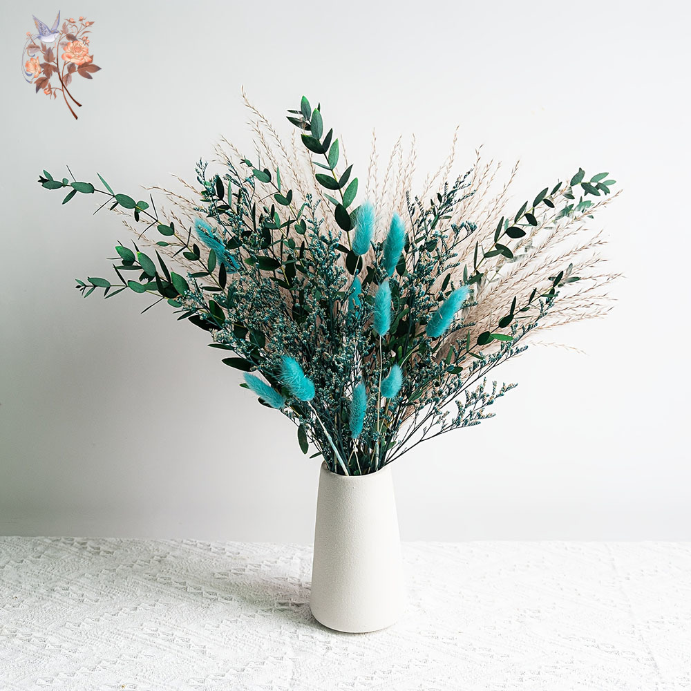 Blue Natural Dried Flowers Pam - Dried Flower Bunch のレビューと価格