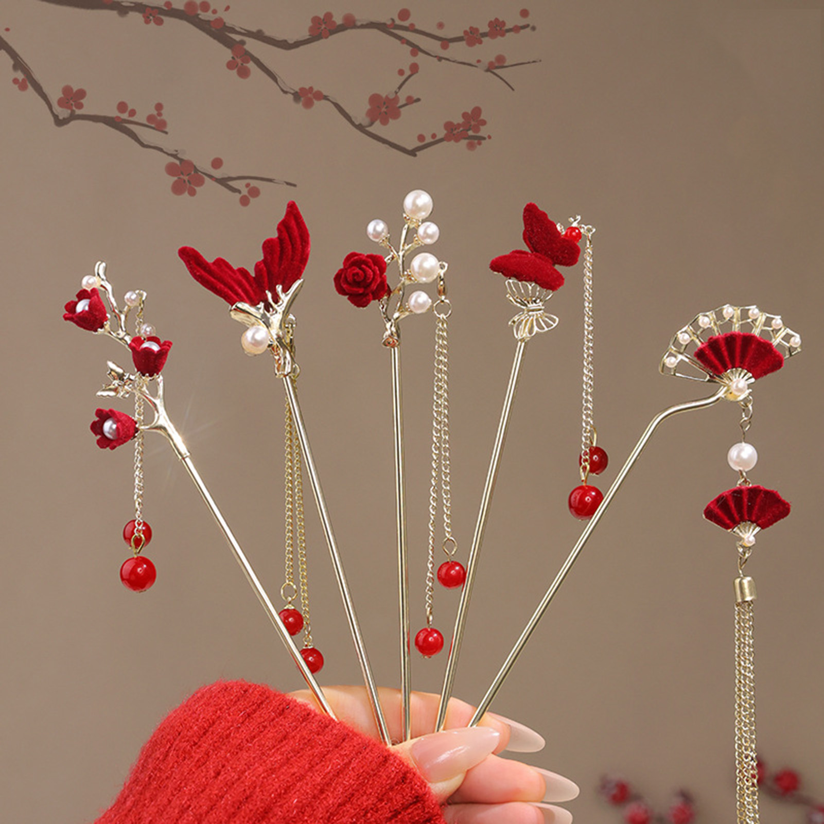 Chinese Style Rose Flower Hair - Flower Supplies のレビューと価格