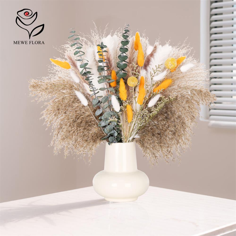 65Pcs Orange Pampas Grass Bouq - Dried Flower Bunch のレビューと価格