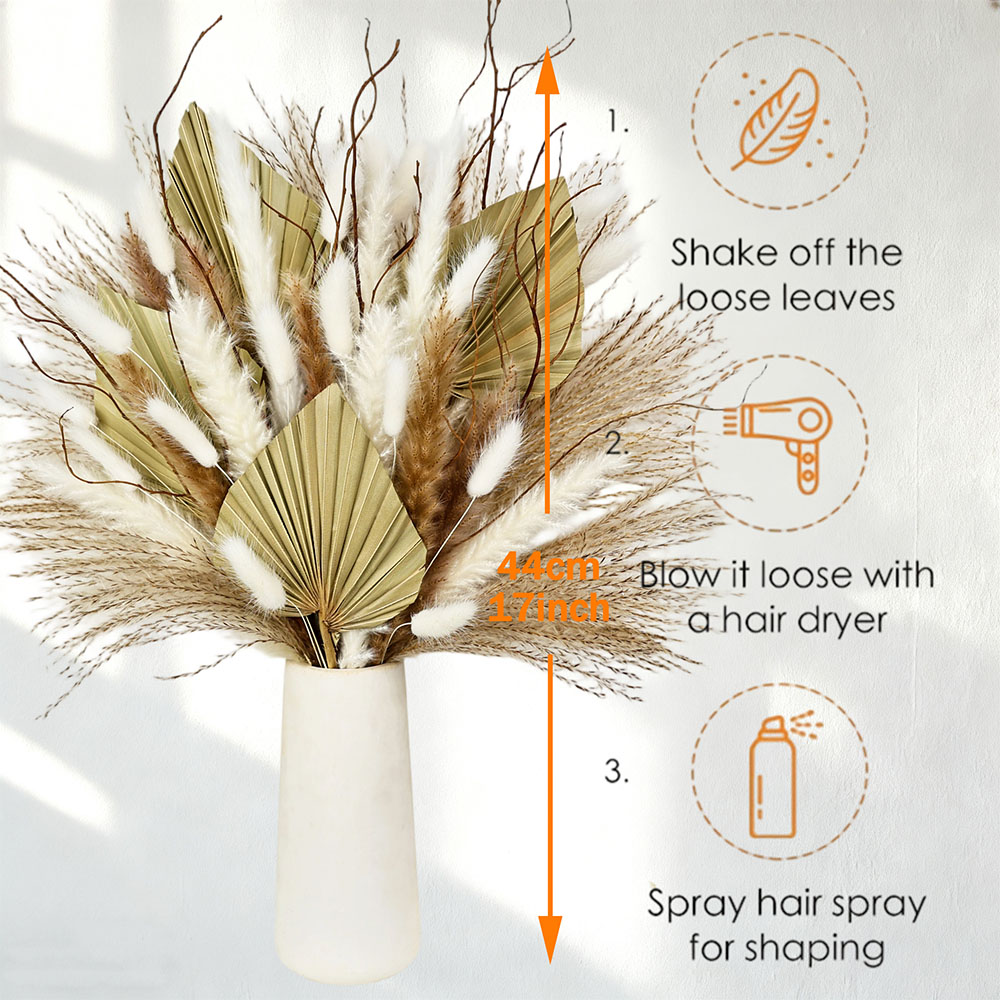 Natural Dried Palm Leaves Bouq - Dried Flower Bunch のレビューと価格
